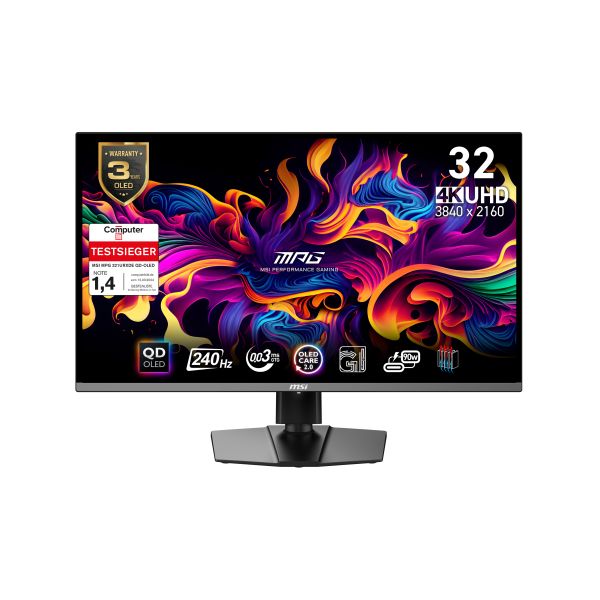 MSI MPG 321URXDE QD-OLED computer monitor 80 cm (31.5") 3840 x 2160 Pixels 4K Ultra HD Zwart (9S6-3DD29A-006 / 9S6-3DD29A-056)