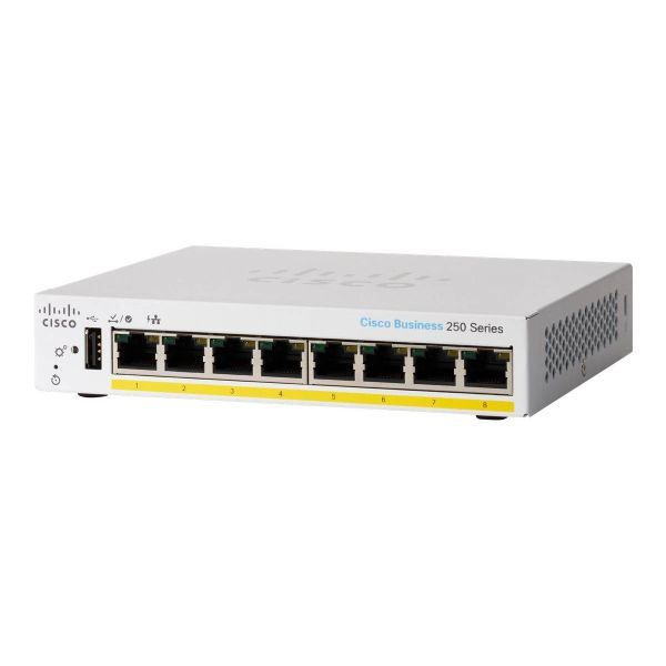 Cisco Switch Business 250-Series 8-Port 1GbE 45W PoE smart managed (CBS250-8PP-D-EU)