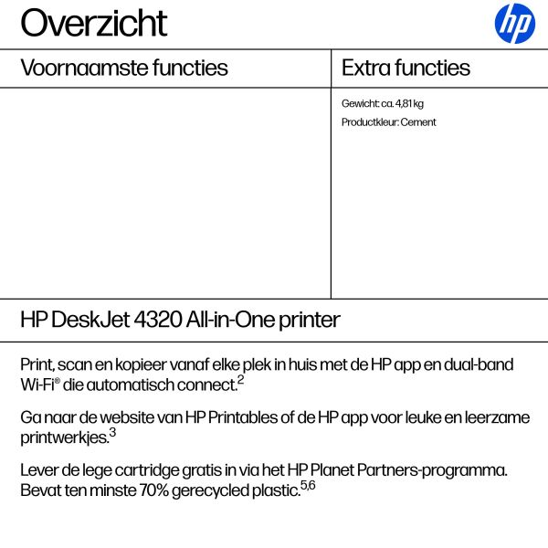 HP DeskJet 4320 Draadloos All-in-One Kleur Printer (A24HMB)