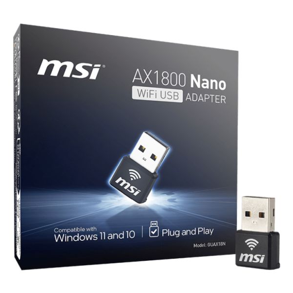 MSI AX1800 Nano WiFi USB Adapter interfacekaart/-adapter USB 2.0 (GUAX18N)