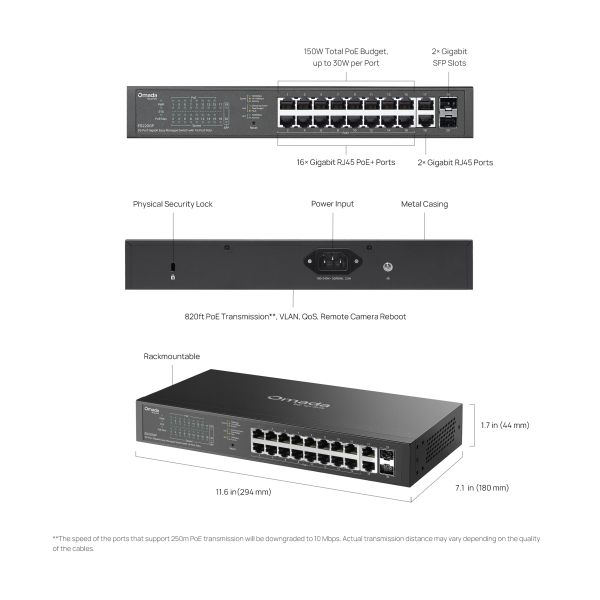 TP-Link Omada ES220GP 20-Port Gigabit Switch met 16-Port PoE+ (ES220GP)