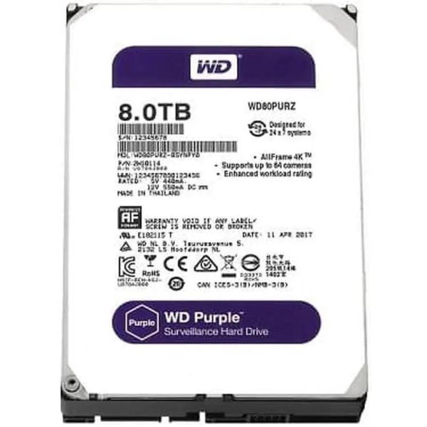 Western Digital Purple 8TB SATA III Surveillance Hard Drive (WD80PURX)