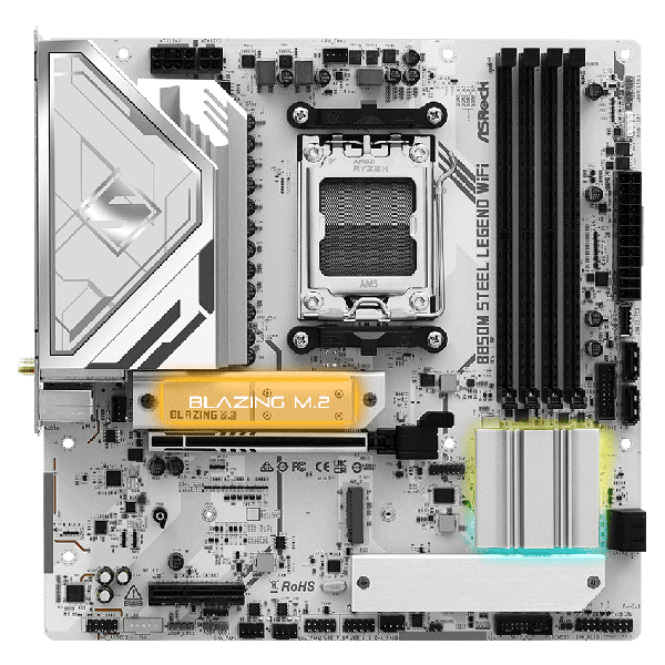 ASRock B850M Steel Legend WiFi moederbord AM5 mATX (90-MXBS2-A0UAYZ)