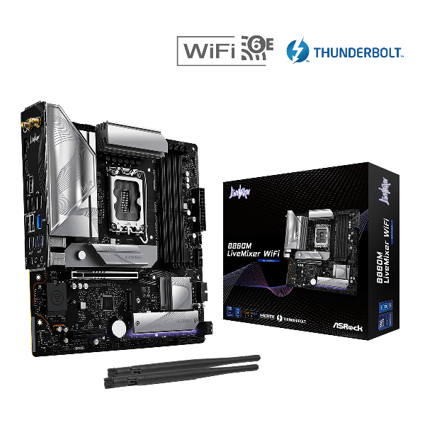 ASRock MB Sc LGA1851 B860 LiveMixer WiFi - Intel B860 - 4xDDR5 - 1xThunderbolt - 1xHDMI - WiFi - ATX (B860LIVEMIXERWIFI)
