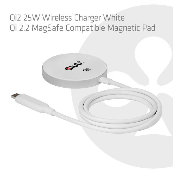 CLUB3D CAC-3027 Qi2 25W draadloze oplader zwart Qi 2.2 MagSafe-compatibel magnetisch pad (CAC-3026)