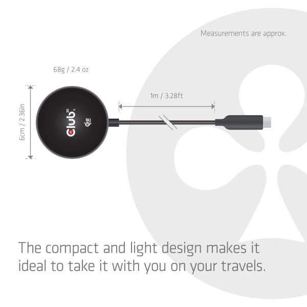 CLUB3D CAC-3027 Qi2 25W draadloze oplader zwart Qi 2.2 MagSafe-compatibel magnetisch pad (CAC-3027)