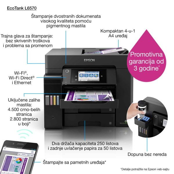 Epson EcoTank L6570 Laser 1200 x 2400 DPI 32 ppm Wifi (C11CJ29402) 2/2 Epson EcoTank L6570 Laser 1200 x 2400 DPI 32 ppm Wifi (C11CJ29402)