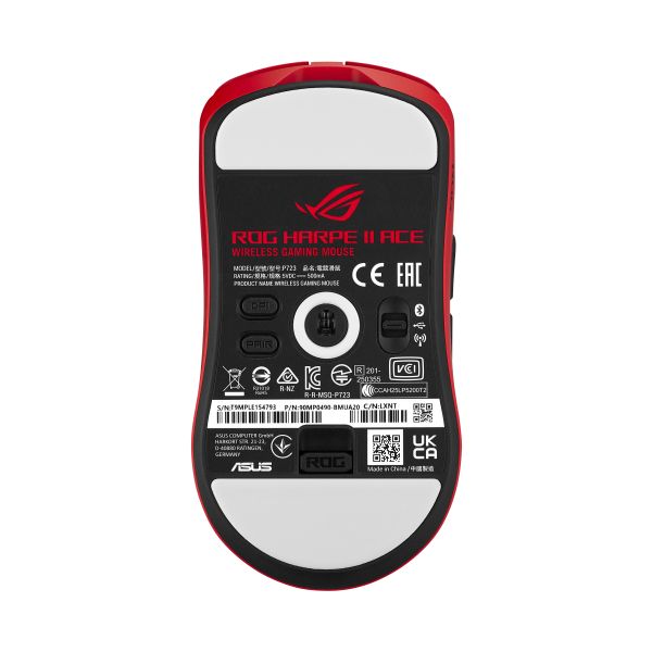 ASUS ROG Harpe II Ace RED muis Gamen Rechtshandig RF Wireless + Bluetooth + USB Type-A Optisch 42000 DPI (90MP0490-BMUA20)
