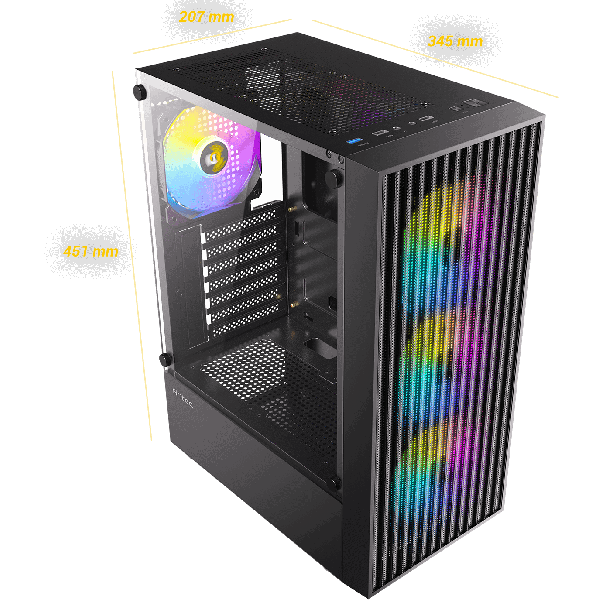 Antec AX27 Elite RGB Mid Tower ATX Behuizing met Glazen Zijpaneel (0-761345-10205-6)