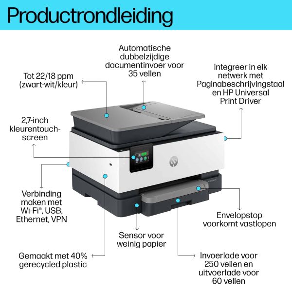 HP OfficeJet Pro 9120b Draadloos All-in-One Kleur Printer, Dubbelzijdig printen; Kopieerapparaat, Scanner (4V2N0B#686)