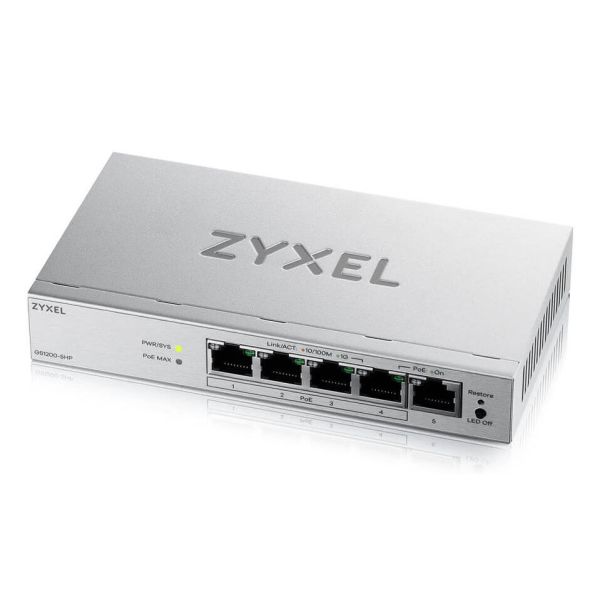 Zyxel GS1200-5HPV3 Managed L2 Gigabit Ethernet (10/100/1000) Power over Ethernet (PoE) Desktop Grijs (GS12005HPV3EU0101F)