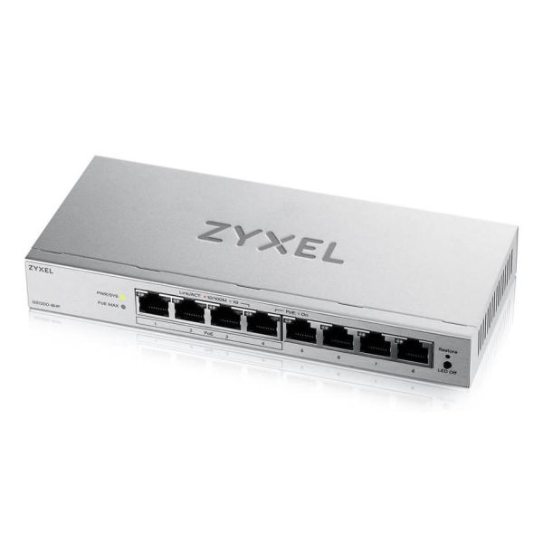 Zyxel GS1200-8HPV3 Managed L2 Gigabit Ethernet (10/100/1000) Power over Ethernet (PoE) Desktop Grijs (GS12008HPV3EU0101F)