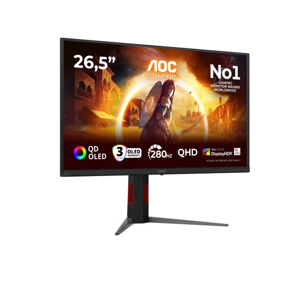 AOC G4 Q27G4ZD computer monitor 67,3 cm (26.5") 2560 x 1440 Pixels Quad HD QD-OLED Zwart, Rood (Q27G4ZD) AOC G4 Q27G4ZD computer monitor 67,3 cm (26.5") 2560 x 1440 Pixels Quad HD QD-OLED Zwart, Rood (Q27G4ZD)