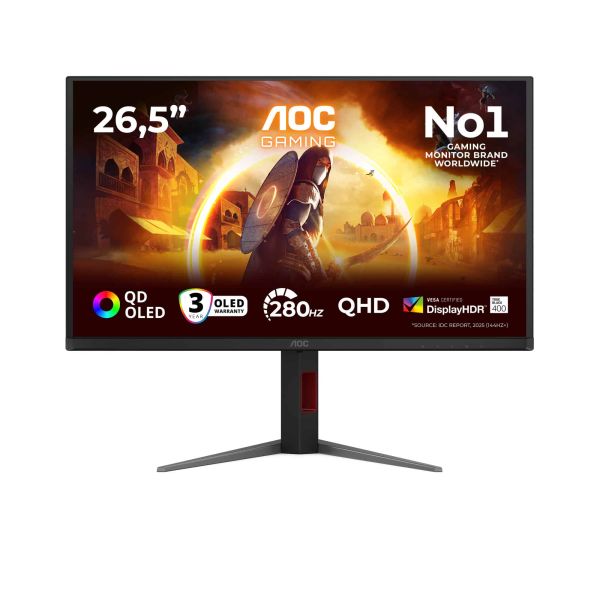 AOC G4 Q27G4ZD computer monitor 67,3 cm (26.5") 2560 x 1440 Pixels Quad HD QD-OLED Zwart, Rood (Q27G4ZD)