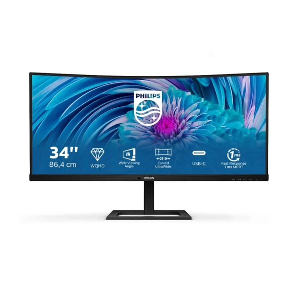 Philips E Line 346E2CUAE/00 computer monitor 86,4 cm (34") 3440 x 1440 Pixels Wide Quad HD+ LCD Zwart (346E2CUAE/00)