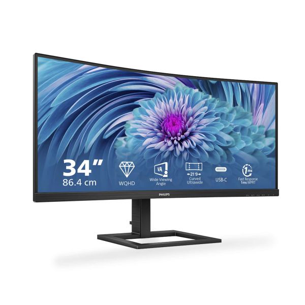 Philips E Line 346E2CUAE/00 computer monitor 86,4 cm (34") 3440 x 1440 Pixels Wide Quad HD+ LCD Zwart (346E2CUAE/00)