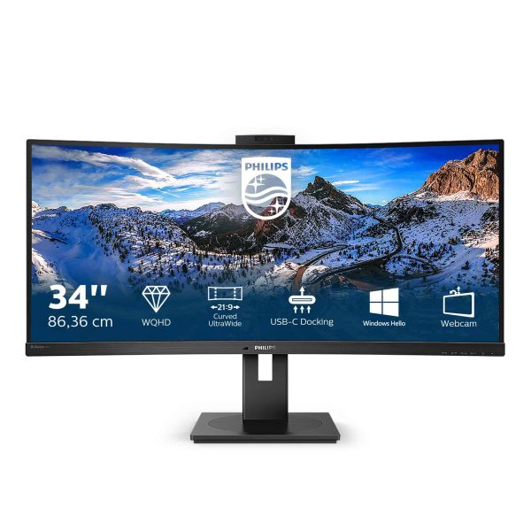 Philips P Line 346P1CRH/00 computer monitor 86,4 cm (34") 3440 x 1440 Pixels UltraWide Quad HD LED Zwart (346P1CRH/00)