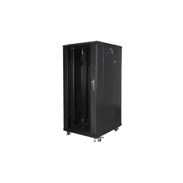 Lanberg rack FF01-6827-12B (27U 19 1390mm / 600mm / 800 mm Standing Solid, Glass 800 kg black) (FF01-6827-12B)