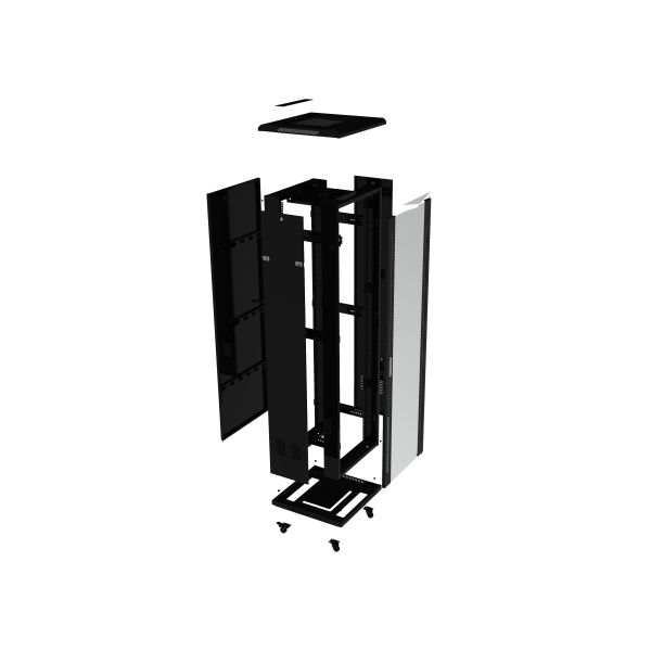 Lanberg Installation rack 19 42U 800x1000 black, LCD glass door (Flat pack) (FF01-8042-12BL)
