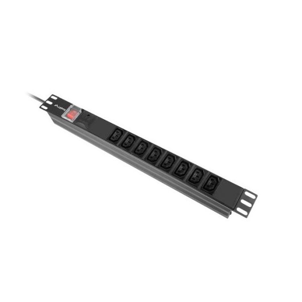 Lanberg PDU 5x Schuko met Schakelaar 19" 2m C14 Zwart (PDU-05F-0200-IEC-BK)