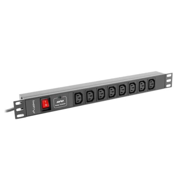 Lanberg PDU 19 inch 1U 8x IEC C13 met C20 (PDU-08I-0200-C20-BK)