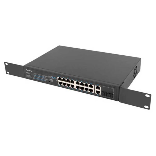 Lanberg 16-poorts 100MB PoE Switch met 2 Gigabit Combo 150W (RSFE-16P-2C-150)