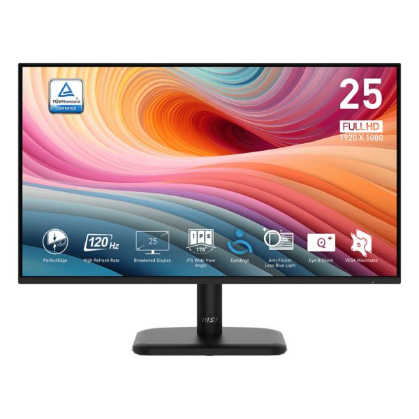 MSI PRO MP251LDE E2 computer monitor 62,2 cm (24.5") 1920 x 1080 Pixels Full HD LED Zwart (9S6-3PD2CM-035)