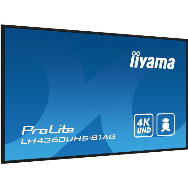 iiyama LH4360UHS-B1AG beeldkrant Digitaal A-kaart 108 cm (42.5") LED Wifi 500 cd/m² 4K Ultra HD Zwart Type processor Android 11 24/7 (LH4360UHS-B1AG)