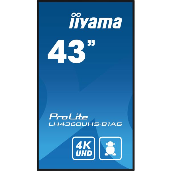 iiyama LH4360UHS-B1AG beeldkrant Digitaal A-kaart 108 cm (42.5") LED Wifi 500 cd/m² 4K Ultra HD Zwart Type processor Android 11 24/7 (LH4360UHS-B1AG)