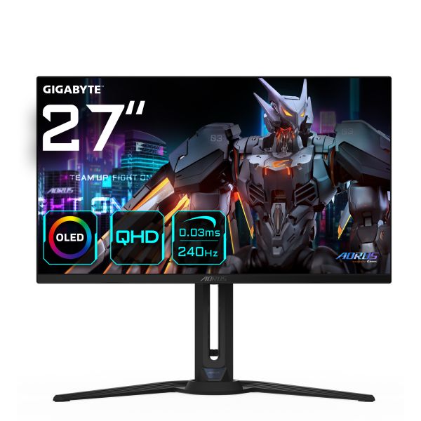 GIGABYTE AORUS FO27Q2 computer monitor 68,6 cm (27") 2560 x 1440 Pixels Quad HD OLED Zwart (AORUS FO27Q2)