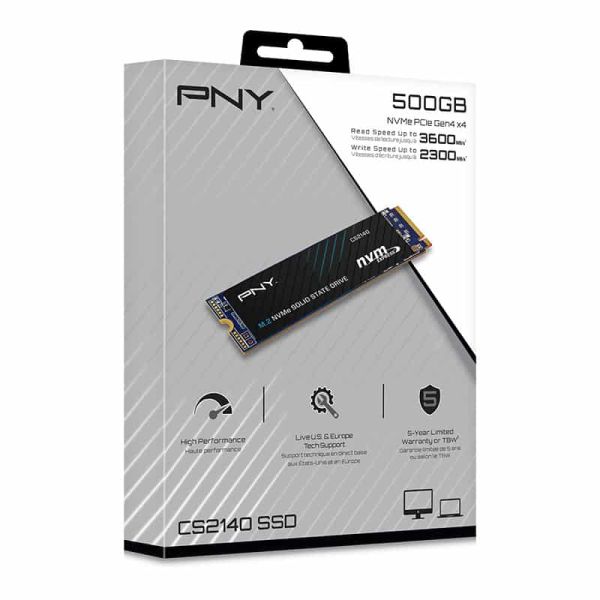 PNY CS2140 M.2 500 GB PCI Express 4.0 3D NAND NVMe (M280CS2140-500-RB)
