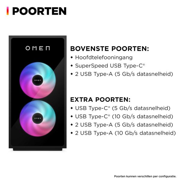 HP OMEN 35L Gaming Desktop GT16-0236nd PC Intel Core Ultra 7 265K 32 GB DDR5-SDRAM 2 TB SSD NVIDIA GeForce RTX 5070 Ti Windows 11 Home Tower AI PC Zwart (B9FM6EA#ABH)