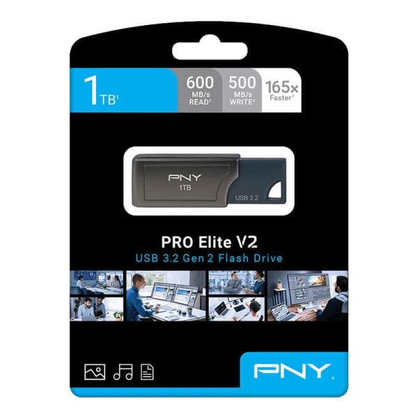 PNY PRO Elite V2 USB flash drive 1000 GB USB Type-A 3.2 Gen 2 (3.1 Gen 2) Zwart (P-FD1TBPROV2-GE)