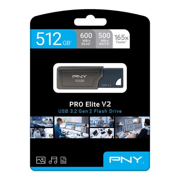 PNY PRO Elite V2 USB flash drive 512 GB USB Type-A 3.2 Gen 2 (3.1 Gen 2) Zwart (P-FD512PROV2-GE)