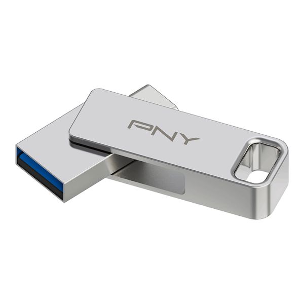 PNY DUO LINK USB flash drive 128 GB USB Type-A / USB Type-C 3.2 Gen 1 (3.1 Gen 1) Roestvrijstaal (P-FDI128DULINKTYC-GE)