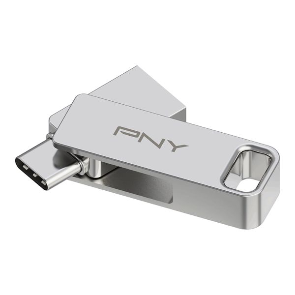 PNY DUO LINK USB flash drive 128 GB USB Type-A / USB Type-C 3.2 Gen 1 (3.1 Gen 1) Roestvrijstaal (P-FDI128DULINKTYC-GE)