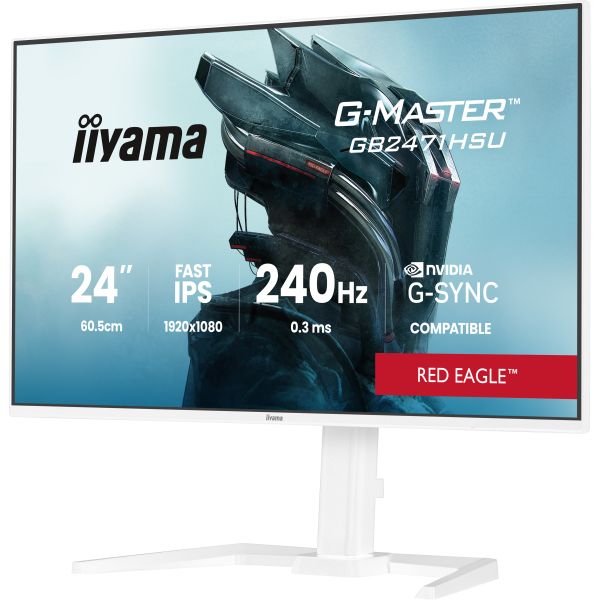 iiyama G-MASTER GB2471HSU-W1 computer monitor 60,5 cm (23.8") 1920 x 1080 Pixels Full HD LED Wit (GB2471HSU-W1)