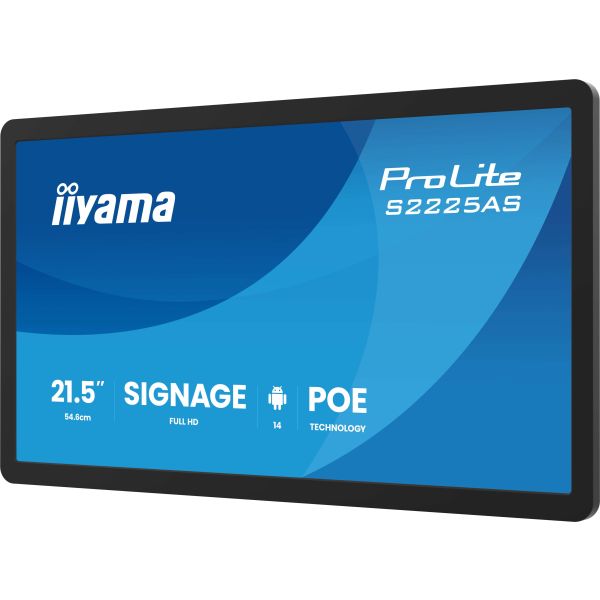 iiyama ProLite S2225AS-B1P Digitale signage flatscreen 54,6 cm (21.5") LCD Wifi 500 cd/m² Full HD Zwart Type processor Android 14 24/7 (S2225AS-B1P)