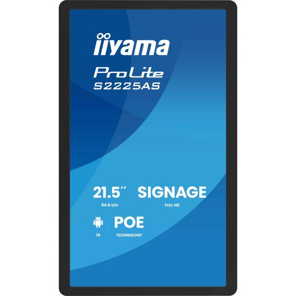 iiyama ProLite S2225AS-B1P Digitale signage flatscreen 54,6 cm (21.5") LCD Wifi 500 cd/m² Full HD Zwart Type processor Android 24/7