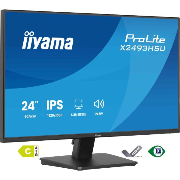 iiyama ProLite X2493HSU-B1 computer monitor 60,5 cm (23.8") 1920 x 1080 Pixels Full HD LED Zwart (X2493HSU-B1)