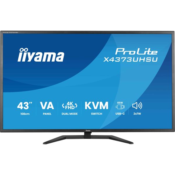 iiyama ProLite X4373UHSU-B2 computer monitor 109,2 cm (43") 3840 x 2160 Pixels 4K Ultra HD LED Zwart (X4373UHSU-B2)