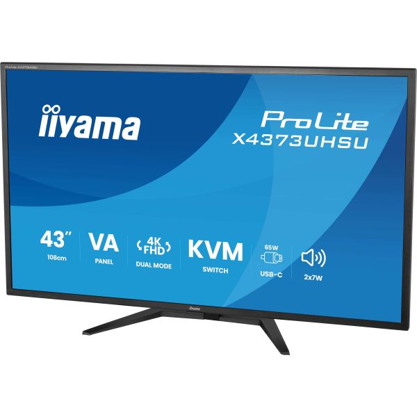 iiyama ProLite X4373UHSU-B2 computer monitor 109,2 cm (43") 3840 x 2160 Pixels 4K Ultra HD LED Zwart (X4373UHSU-B2)
