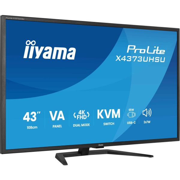 iiyama ProLite X4373UHSU-B2 computer monitor 109,2 cm (43") 3840 x 2160 Pixels 4K Ultra HD LED Zwart (X4373UHSU-B2)