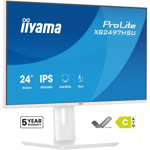 iiyama ProLite XB2497HSU-W1 computer monitor 60,5 cm (23.8") 1920 x 1080 Pixels Full HD LED Wit (XB2497HSU-W1)