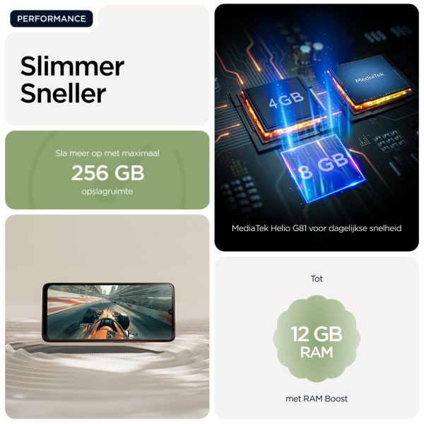 Motorola moto g06 17,5 cm (6.88") Dual SIM Android 15 4G USB Type-C 4 GB 256 GB 5200 mAh Groen (PB980011SE) Motorola moto g06 17,5 cm (6.88") Dual SIM Android 15 4G USB Type-C 4 GB 256 GB 5200 mAh Groen (PB980011SE)