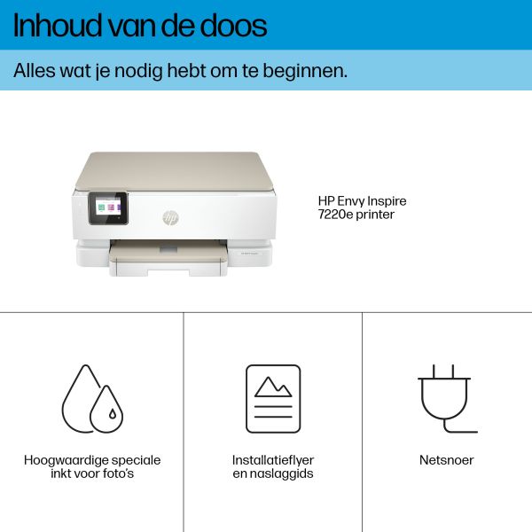 HP ENVY Inspire 7220e Draadloos All-in-One Kleur Printer, Instant Ink; Kopieerapparaat, scanner (242P6B#686)