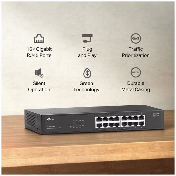 TP-Link LS1016G netwerk-switch Unmanaged Gigabit Ethernet (10/100/1000) Zwart (LS1016G)