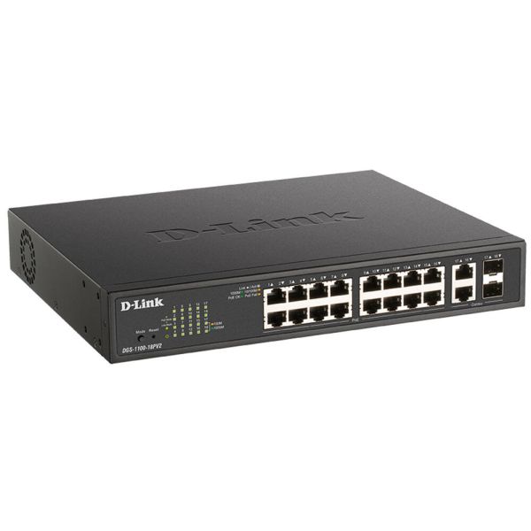 D-Link DGS-1100-18PV2 netwerk-switch Managed L2 Gigabit Ethernet (10/100/1000) Power over Ethernet (PoE) 1U Zwart (DGS-1100-18PV2)