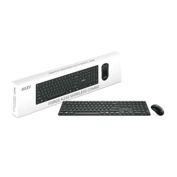 MSI FORGE K210 WIRELESS COMBO toetsenbord Inclusief muis Thuis/Werk USB Zwart (S11-43DE212-Y92)
