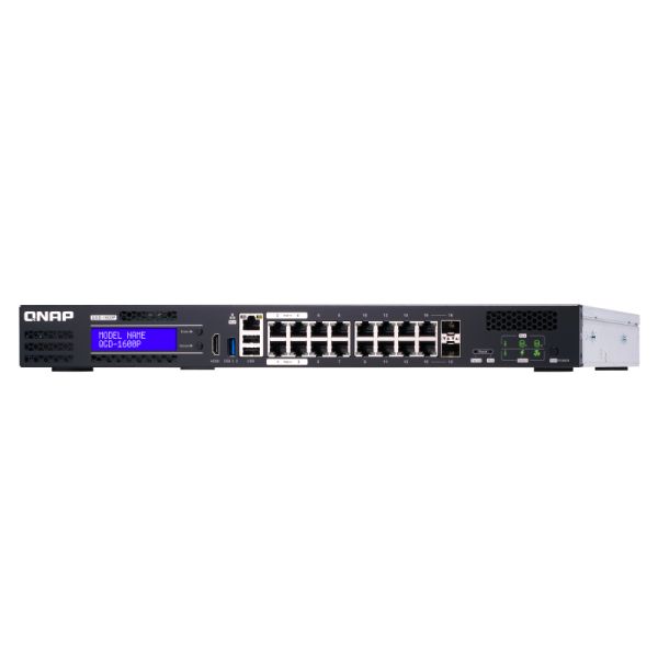 QNAP QGD-1600P Managed Gigabit Ethernet (10/100/1000) Power over Ethernet (PoE) 1U Zwart, Grijs (QGD-1600P-4G)